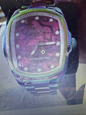 Invicta Grand Lupah purple Abalone Iridescent stainless steel watch